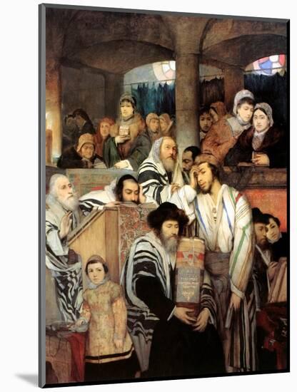 Jews Praying in the Synagogue on Yom Kippur, 1878-Maurycy Gottlieb-Mounted Giclee Print