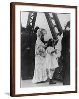 Jews Praying on the Williamsburg Bridge on Yom Kippur, Ca. 1909-null-Framed Photo