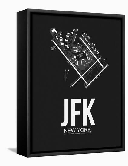 JFK New York Airport Black-NaxArt-Framed Stretched Canvas