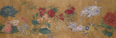 Sprays of Blossoming Prunus, Chrysanthemums, Peonies, Hydrangea, Lotus, Further Flowers and Foliage-Jiang Tingzi (After)-Mounted Giclee Print