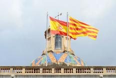 Flag of Spain and Catalonia, Barcelona, Spain-jiawangkun-Photographic Print