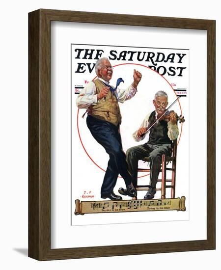 "Jig to a Fiddle," Saturday Evening Post Cover, February 2, 1929-J.F. Kernan-Framed Giclee Print