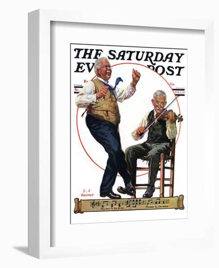 "Jig to a Fiddle," Saturday Evening Post Cover, February 2, 1929-J.F. Kernan-Framed Giclee Print