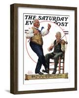"Jig to a Fiddle," Saturday Evening Post Cover, February 2, 1929-J.F. Kernan-Framed Premium Giclee Print