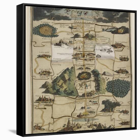 Jigsaw Puzzle of The Pilgrim's Progress Dissected, or a Complete View of Christian's Travels, 1790-John Bunyan-Framed Stretched Canvas