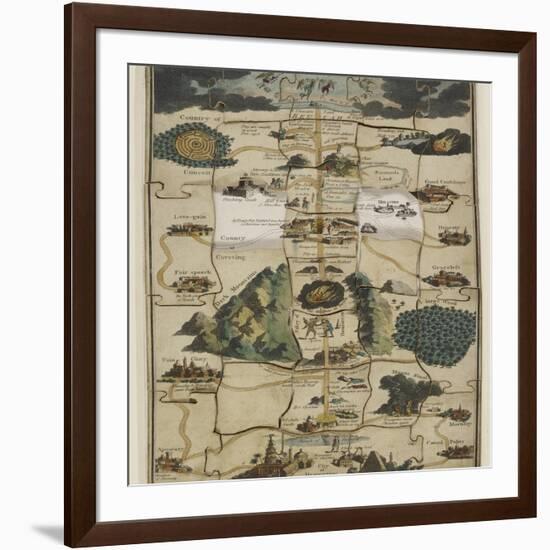 Jigsaw Puzzle of The Pilgrim's Progress Dissected, or a Complete View of Christian's Travels, 1790-John Bunyan-Framed Giclee Print