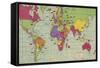 Jigsaw Puzzle of The World on Mercator's Projection with Country Capitals, 1935-null-Framed Stretched Canvas