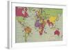 Jigsaw Puzzle of The World on Mercator's Projection with Country Capitals, 1935-null-Framed Giclee Print