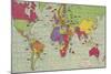 Jigsaw Puzzle of The World on Mercator's Projection with Country Capitals, 1935-null-Mounted Giclee Print