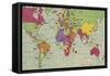 Jigsaw Puzzle of The World on Mercator's Projection with Country Capitals, 1935-null-Framed Stretched Canvas