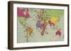 Jigsaw Puzzle of The World on Mercator's Projection with Country Capitals, 1935-null-Framed Giclee Print