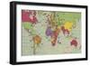 Jigsaw Puzzle of The World on Mercator's Projection with Country Capitals, 1935-null-Framed Giclee Print