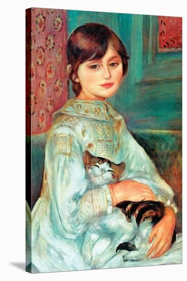 Jilie Manet with Cat-Pierre-Auguste Renoir-Stretched Canvas