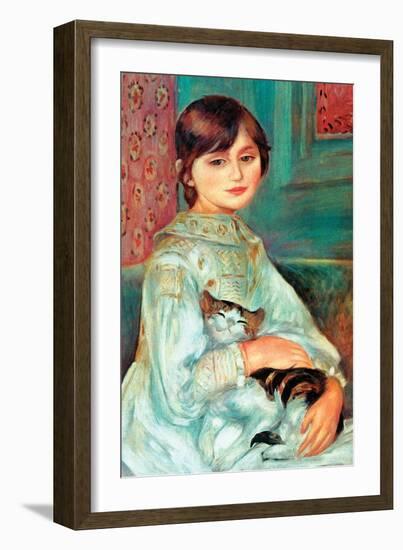 Jilie Manet with Cat-Pierre-Auguste Renoir-Framed Art Print