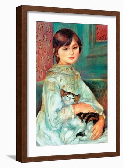 Jilie Manet with Cat-Pierre-Auguste Renoir-Framed Art Print