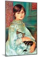 Jilie Manet with Cat-Pierre-Auguste Renoir-Mounted Art Print