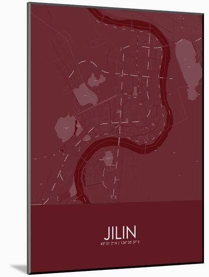 Jilin, China Red Map-null-Mounted Poster