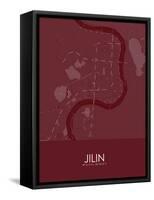 Jilin, China Red Map-null-Framed Stretched Canvas
