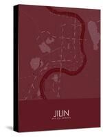 Jilin, China Red Map-null-Stretched Canvas