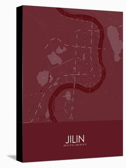 Jilin, China Red Map-null-Stretched Canvas