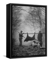 Jim Atchley and Dr. Ray Atchley Carrying Boar That They Killed-Ralph Crane-Framed Stretched Canvas