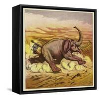 Jim Bold and an Enraged Elephant-Ernest Henry Griset-Framed Stretched Canvas