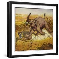 Jim Bold Hunting an Elephant-Ernest Henry Griset-Framed Giclee Print