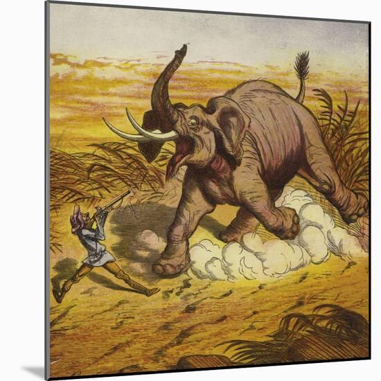 Jim Bold Hunting an Elephant-Ernest Henry Griset-Mounted Giclee Print