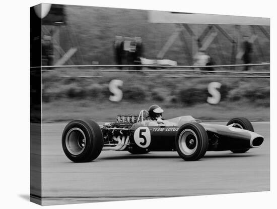 Jim Clark Driving the Lotus 49 at the British Grand Prix, Silverstone, 1967-null-Stretched Canvas