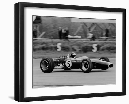 Jim Clark Driving the Lotus 49 at the British Grand Prix, Silverstone, 1967-null-Framed Premium Photographic Print