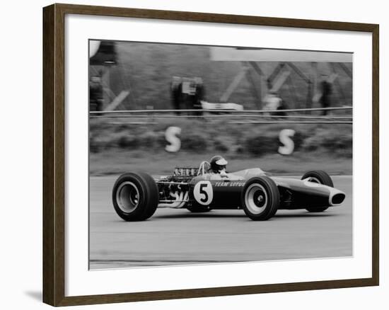 Jim Clark Driving the Lotus 49 at the British Grand Prix, Silverstone, 1967-null-Framed Photographic Print