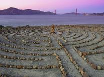 Lands End Labyrinth at Dusk with the Golden Gate Bridge, San Francisco, California-Jim Goldstein-Framed Stretched Canvas
