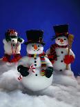 Three Christmas Snowmen-Jim McGuire-Framed Stretched Canvas