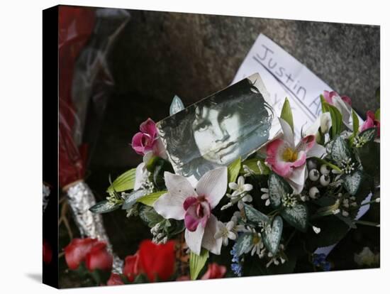 Jim Morrison's Grave at Pere Lachaise Cemetery, Paris, France, Europe-Godong-Stretched Canvas