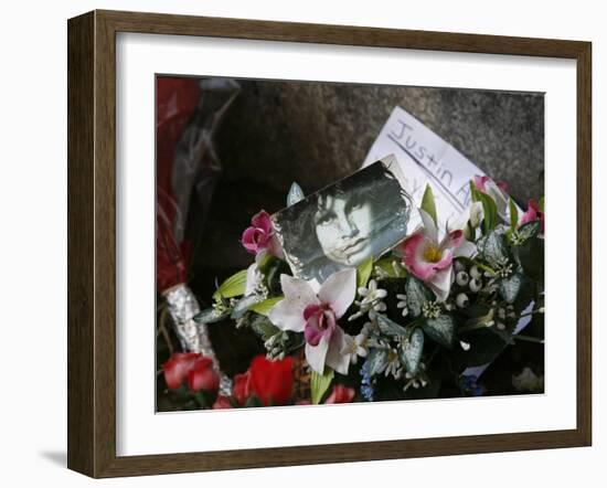Jim Morrison's Grave at Pere Lachaise Cemetery, Paris, France, Europe-Godong-Framed Photographic Print