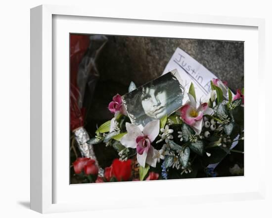 Jim Morrison's Grave at Pere Lachaise Cemetery, Paris, France, Europe-Godong-Framed Photographic Print