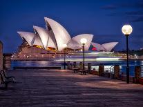 A Boat Passes by the Sydney Opera House, UNESCO World Heritage Site, During Blue Hour-Jim Nix-Photographic Print
