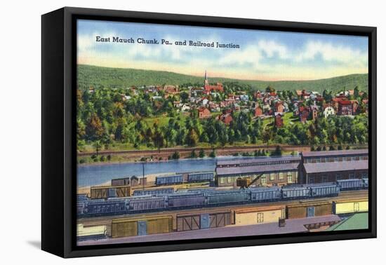 Jim Thorpe, Pennsylvania - View of East Mauch Chunk and Rr Junction-Lantern Press-Framed Stretched Canvas