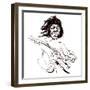 Jimi Hendrix, American guitarist, sepia line caricature-Neale Osborne-Framed Giclee Print