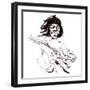 Jimi Hendrix, American guitarist, sepia line caricature-Neale Osborne-Framed Giclee Print