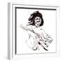 Jimi Hendrix, American guitarist, sepia line caricature-Neale Osborne-Framed Giclee Print