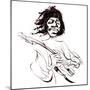 Jimi Hendrix, American guitarist, sepia line caricature-Neale Osborne-Mounted Giclee Print