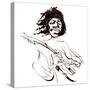 Jimi Hendrix, American guitarist, sepia line caricature-Neale Osborne-Stretched Canvas