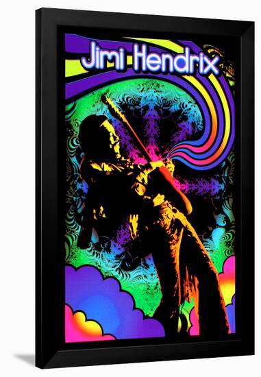 Jimi Hendrix - Guitar Solo-null-Framed Blacklight Poster