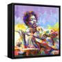 Jimi Hendrix playing the Guitar-Leon Devenice-Framed Stretched Canvas