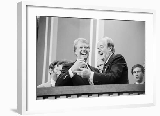 Jimmy Carter and Former VP Hubert Humphrey at Democratic National Convention, 1976-null-Framed Photo