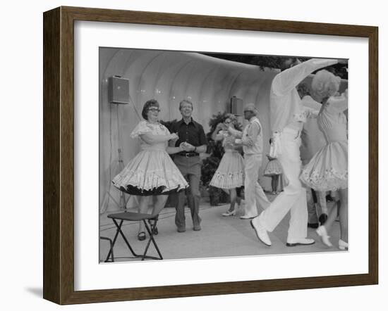 Jimmy Carter Square Dances During a Congressional Picnic on the South Lawn, 1970s-null-Framed Photo