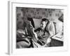 Jimmy Stewart, Dressed in Silk Pajamas Reading Magazine in Bed in Family Home-Peter Stackpole-Framed Premium Photographic Print