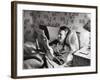 Jimmy Stewart, Dressed in Silk Pajamas Reading Magazine in Bed in Family Home-Peter Stackpole-Framed Premium Photographic Print