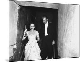 Jimmy Stewart Escorting Olivia deHavilland After Winning Oscar for Best Actress in "The Heiress"-Ed Clark-Mounted Premium Photographic Print